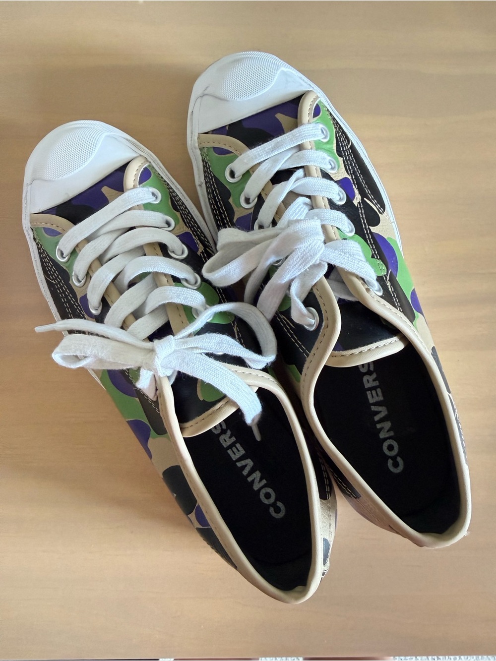 Converse Jack Purcell Low Candied Ginger Camo Sneakers Purple Green Leather 7 - Picture 7 of 15